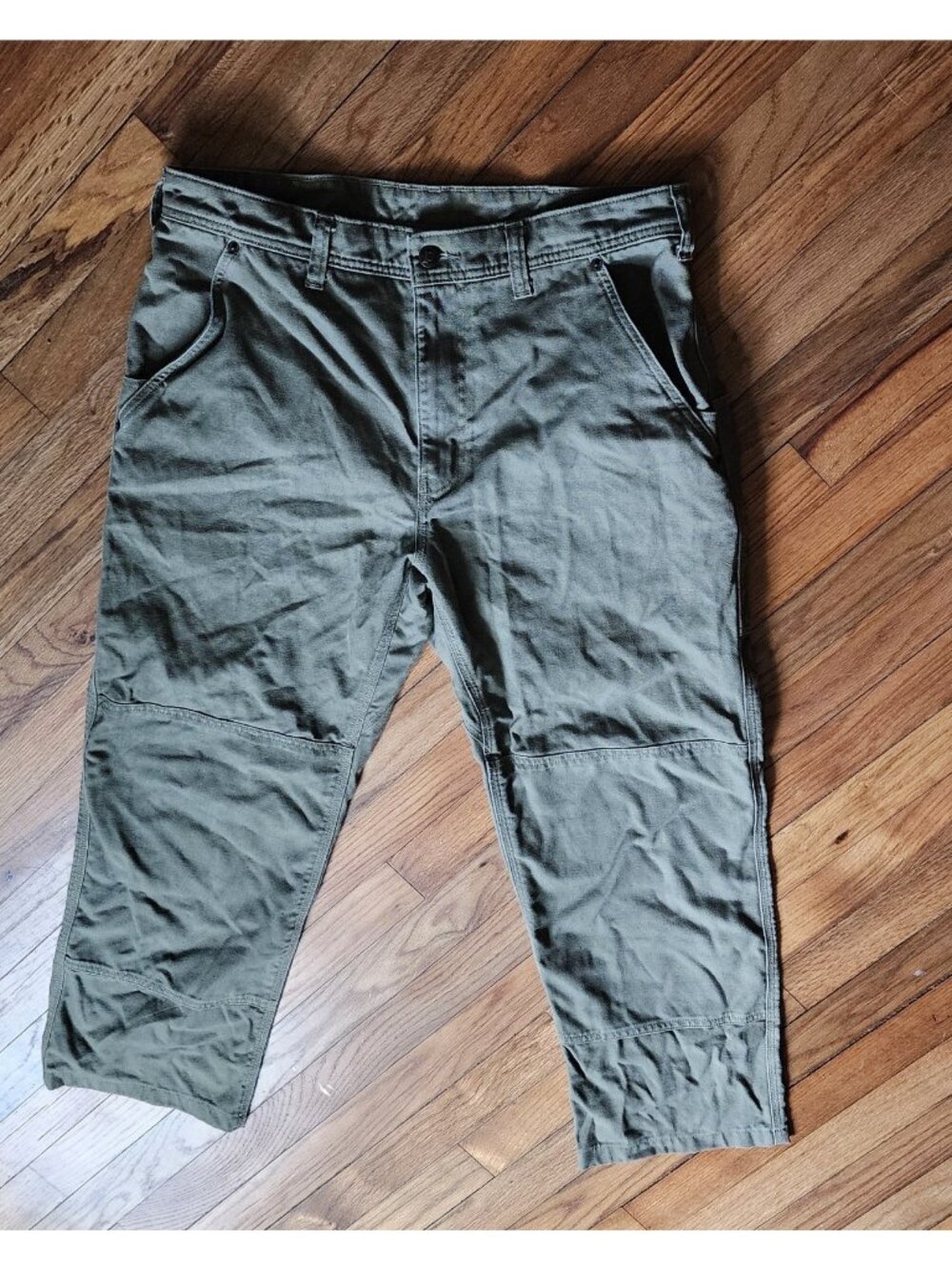 Patagonia All Seasons Hemp Canvas Pants Green Double Knee Men’s 35 Short Tent